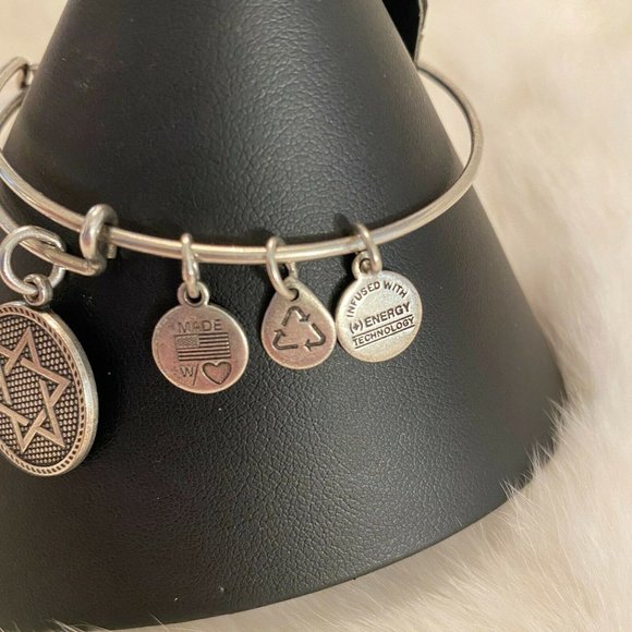 ALex and Ani Star of David Bangle Bracelet Silver Tone Metal Adjustable 6044 - Picture 5 of 12